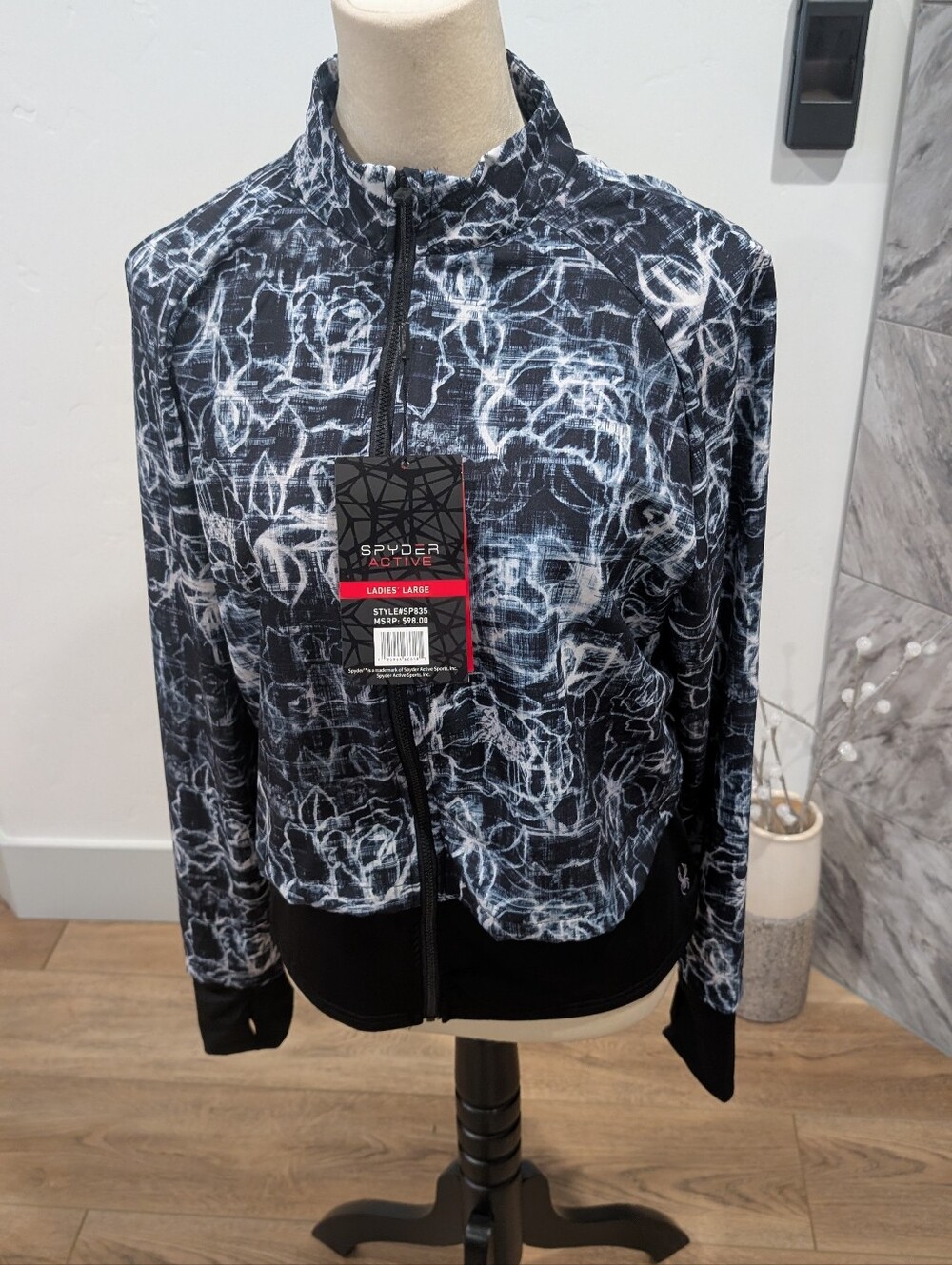 Spyder Black & White Abstract Zip Performance Jacket